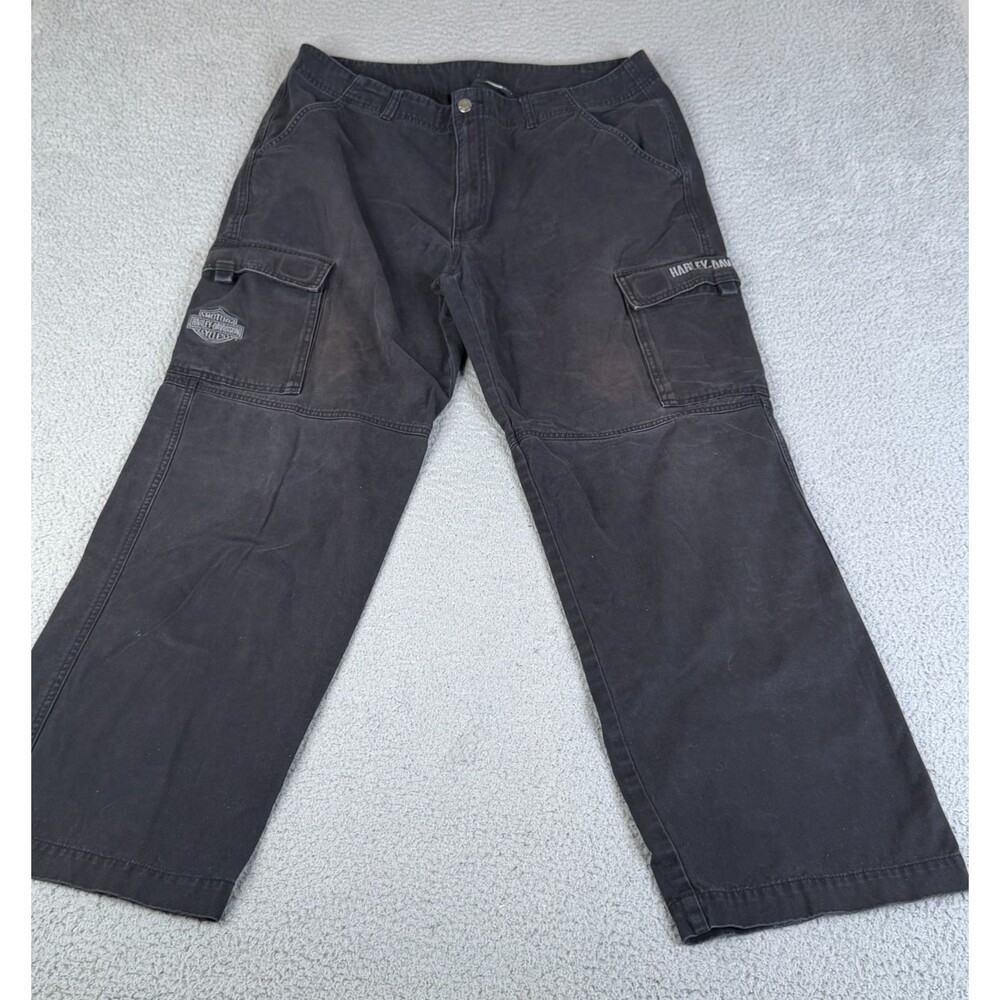HARLEY DAVIDSON Cargo Pants Mens 38x32 Black Tactical Cargo 99037-08VM VTG Y2K